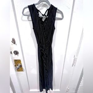 Black pinstripe cotton jumpsuit